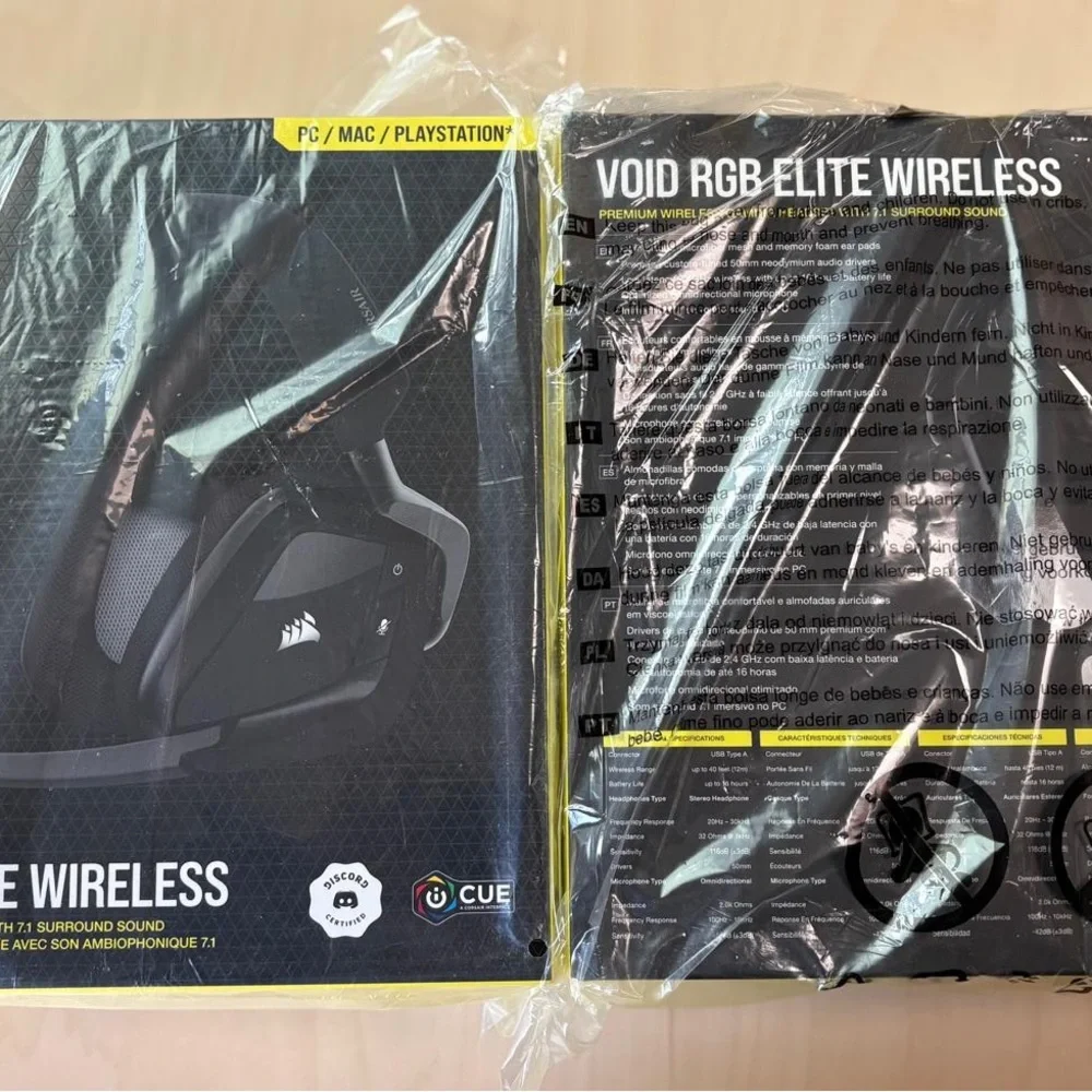 Corsair VOID RGB ELITE Wireless Gaming Headset Black PC Mac PS4 PS5